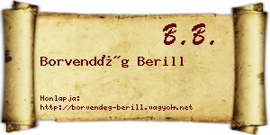 Borvendég Berill névjegykártya